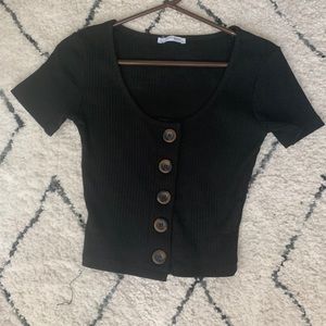 Black crop top with buttons- worn once